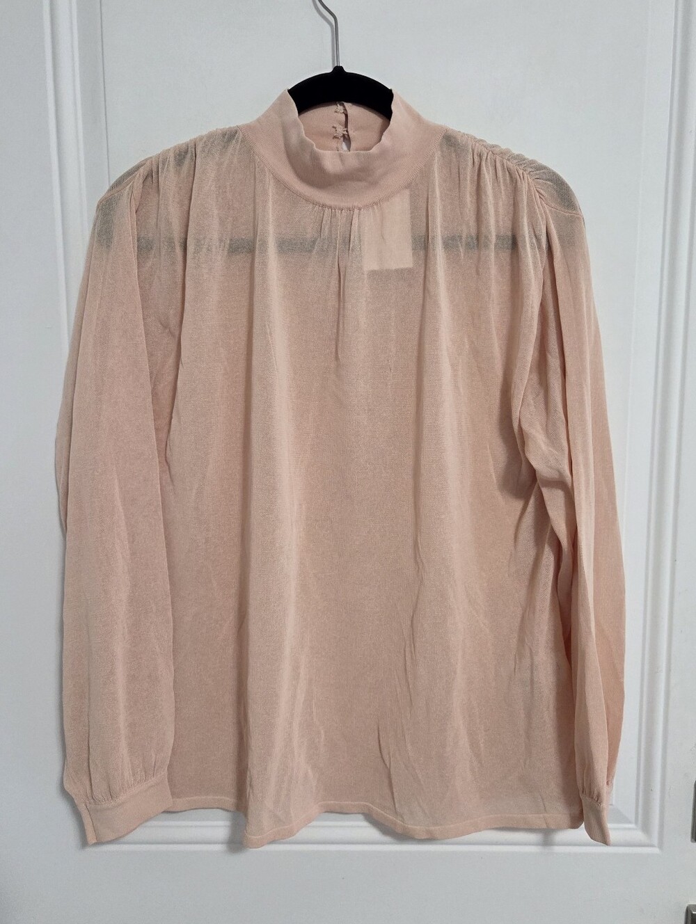 Zara Women's Semi-Sheer Mock Neck Blouse - Size L